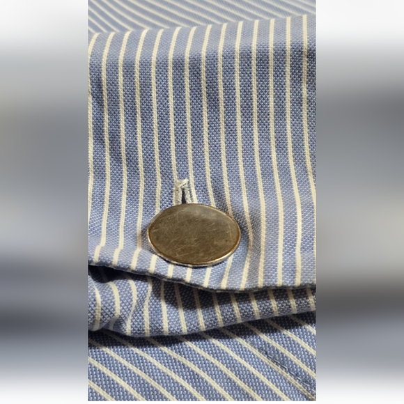 Zara Woman Blue Pinstripe Ruffle Shoulder Frill Button UP Long Sleeve Blouse PL - Picture 14 of 15